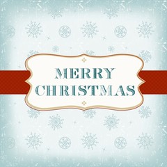 Template Christmas card with lable on seamless pattern