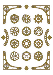 Steampunk, set of retro styled gear wheels