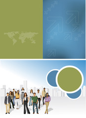 Template for advertising brochure with business people