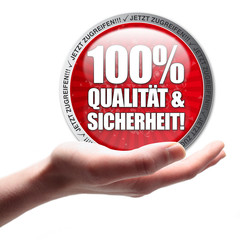 100% Qualit&auml;t und Sicherheit! Button, Icon