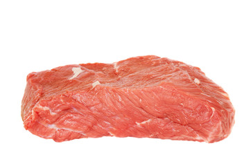 piece of raw red meat isolated on white background