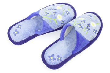 One pair of blue slippers