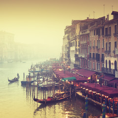 Grand Canal at a foggy evening. Venice - Italy - obrazy, fototapety, plakaty