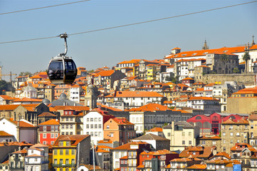 Fototapeta na wymiar cable car over Oporto, Portugal
