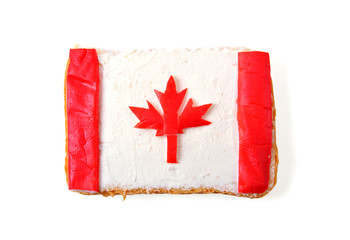 Open sandwich looking like Canadian national flag
