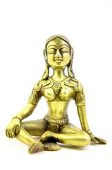Statuette of deep meditation on white background
