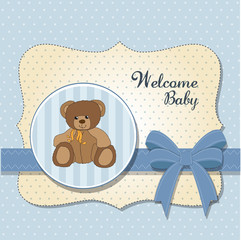 new baby announcement card with teddy bear