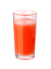 Tomato juice in glass isolated on white