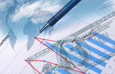 Financial and business charts and graphs