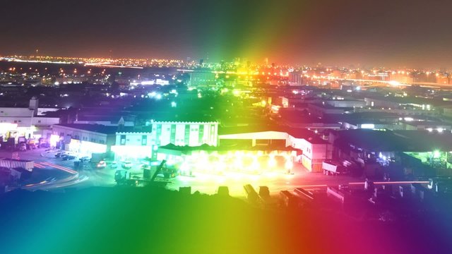 Ray spectrum with city at night