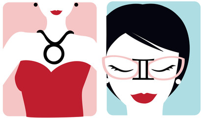 Set of modern illustrated horoscope zodiac signs