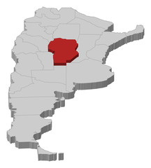 Map of Argentina, Córdoba highlighted