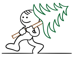 figur trägt tannenbaum