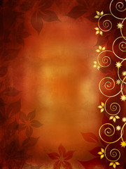 Old, blurred, grungy background with flowers