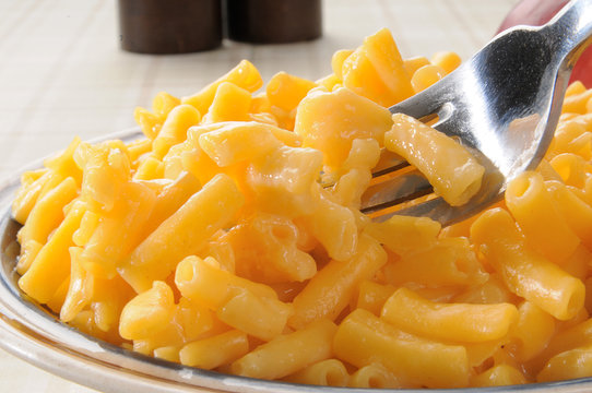 Closeup of macaroni and cheese