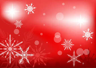 Fototapeta na wymiar light snowflakes on red background