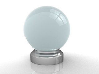 3d render of a crystal ball over white