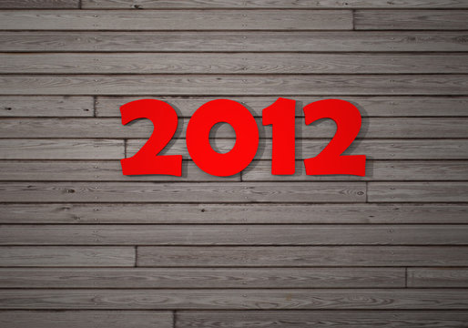 New year 2012 on wooden wall
