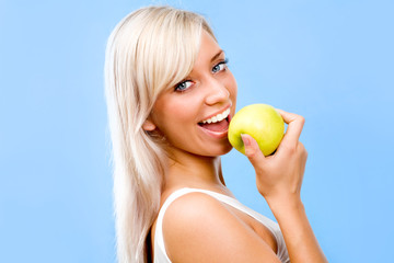 Woman with an apple