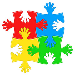 Fototapeta premium puzzle hands