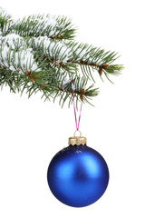 Christmas ball on the tree isolated on white