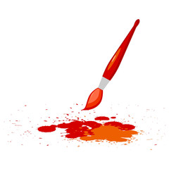 Vector illustration of red spots  with a brush of red paint