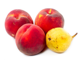 Ripe peach fruit and pear