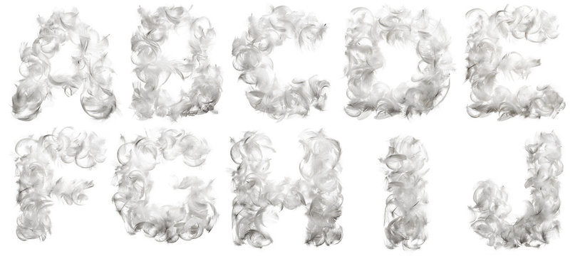 Alphabet made ​​of feathers
