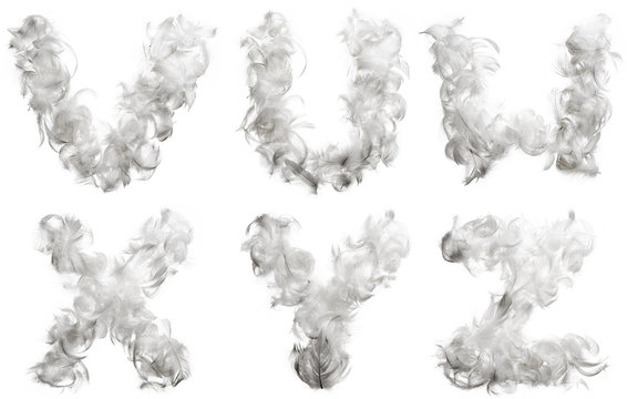 Alphabet made ​​of feathers