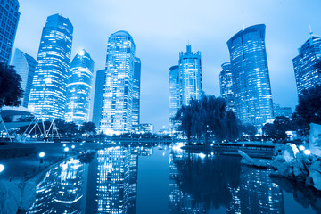 night scene of shanghai central greenbelt