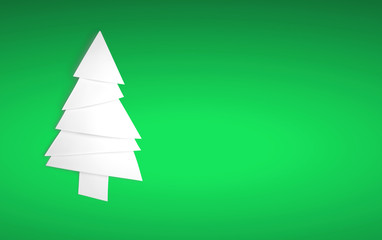 Christmas tree made from pieces of white paper.