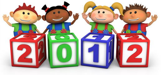 kids with 2012 number blocks