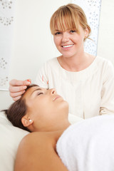 Fototapeta na wymiar Facial Acupuncture Therapy