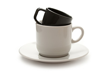 A set of coffee cups and saucers