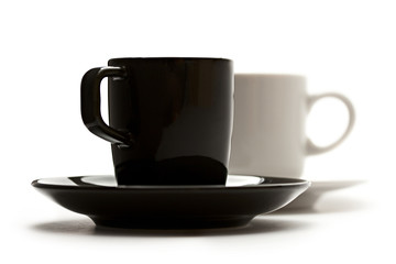 A set of coffee cups and saucers
