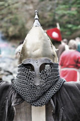 Helmet and armor waiting for war(medieval style)