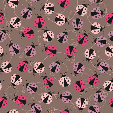 Seamless wallpaper with ladybugs