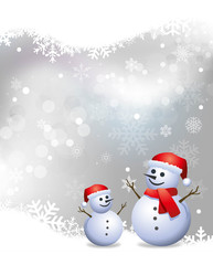 ベクター、ホワイトクリスマスと雪だるまの背景