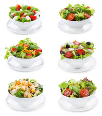 set with different salads