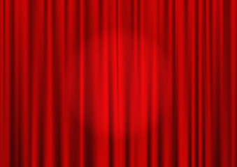Vector closed red theater curtain