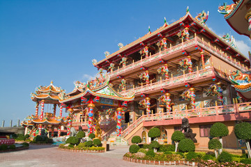 The beautyful Chinese shrine and the blue sky, Chonburi- East of