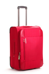 red travel bag isolated on white
