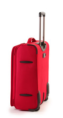 Red suitcase isolated on a white