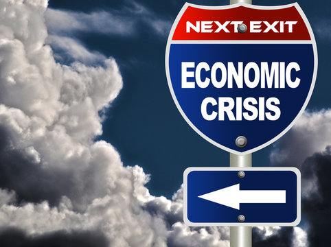 Economic crisis road sign