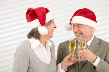 Xmas business toast senior colleagues have fun