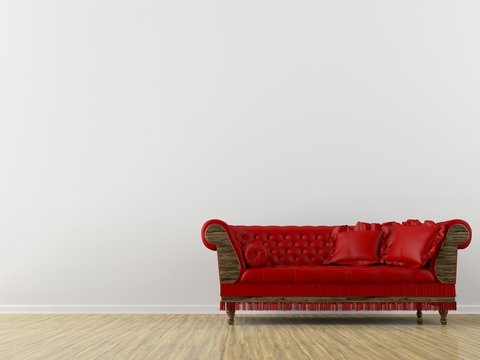 red sofa room