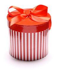 Image of striped giftbox isolated on white background