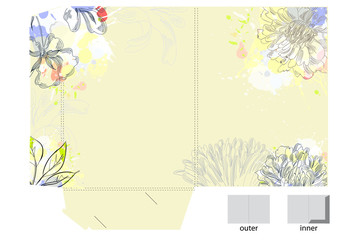 Template for folder with flowers