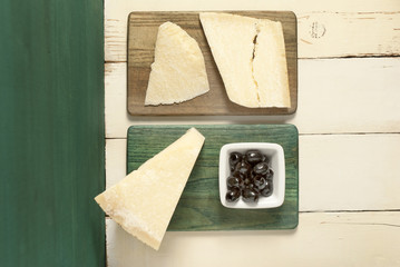 Parmesan cheese, olives
