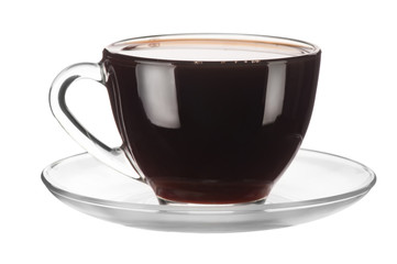 Coffee in glass cup on white background